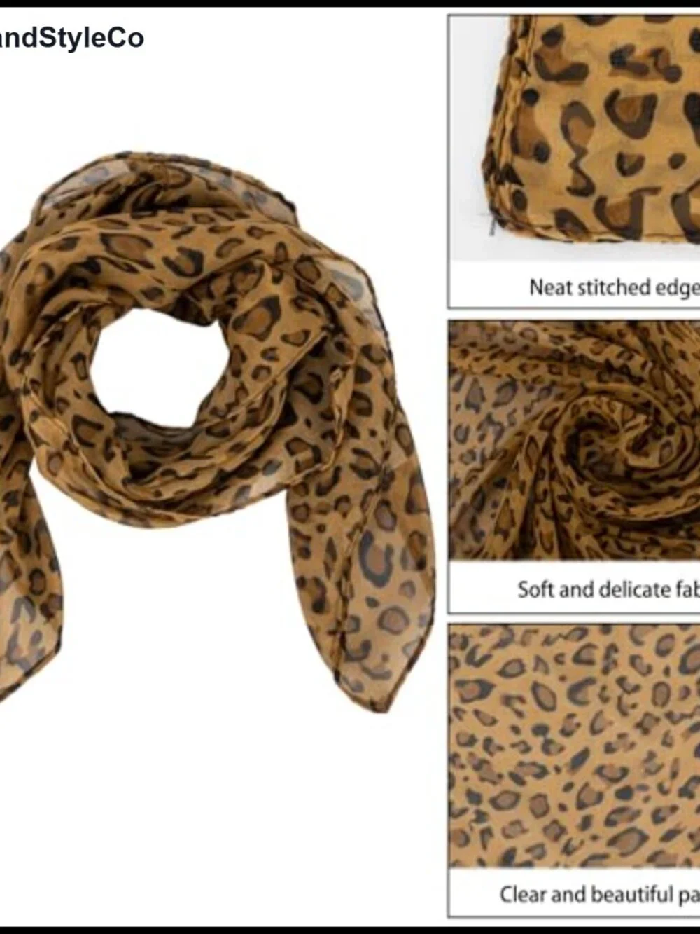 Chiffon Leopard Print Square Scarf Lightweight Multi-Use Bandana